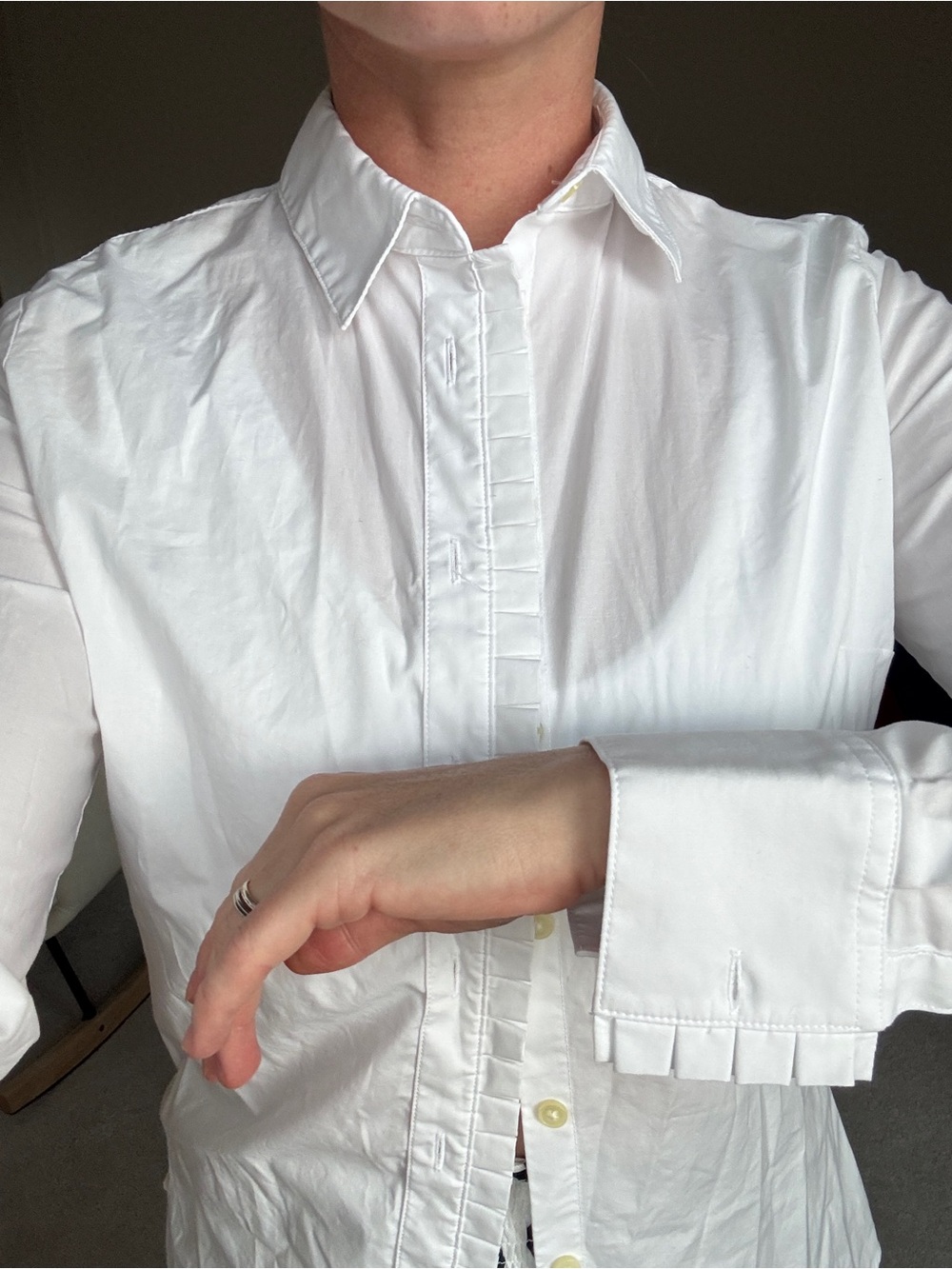 Banana Republic White Pleated-Trim Men's Dress Shirt